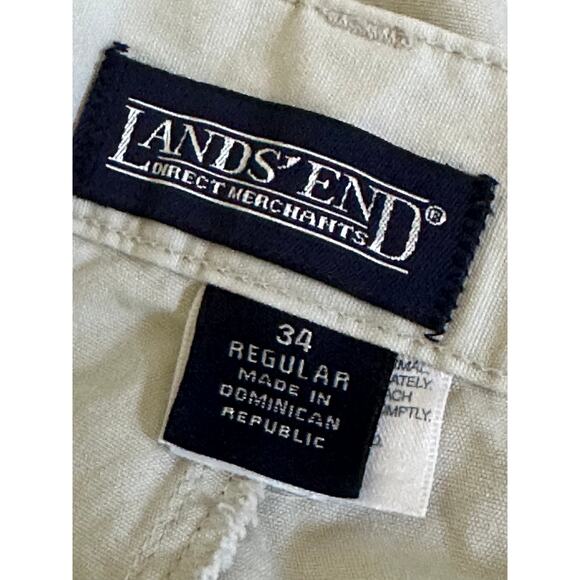 Y2K Mens Chino Khaki Shorts Size W 34 Land's End Twee Summer Preppy Dadcore - Picture 4 of 5
